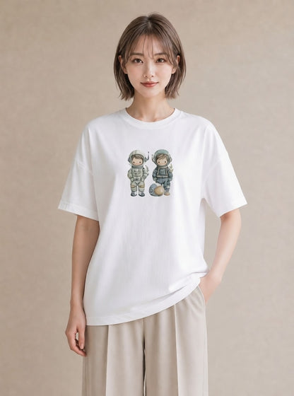 グラフィックTシャツ レディース ロケット 星空 宇宙 イラスト カフェコーデ おしゃれギフト 社会人 白T YMAZO