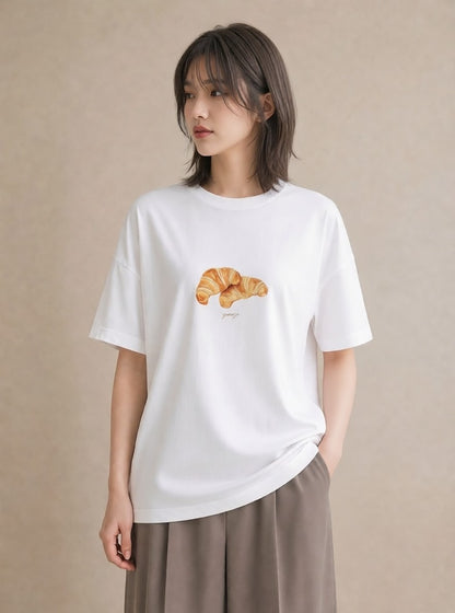 プリントTシャツ レディース ベーグル 食べ物 フード イラスト 可愛い 敬老の日 ホワイトデー 白T YMAZO