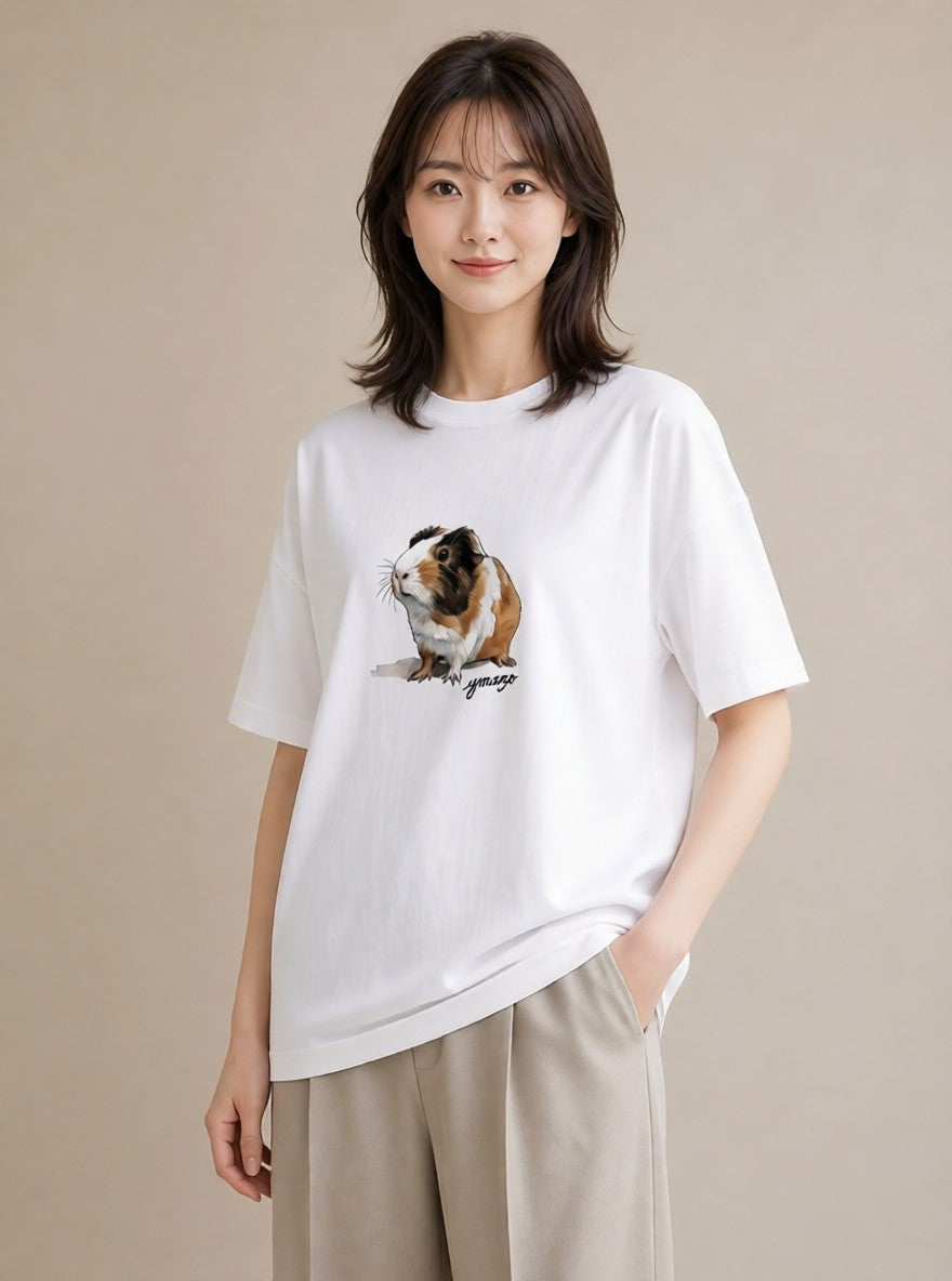 デザインTシャツ レディース ハムスター ペット 動物 イラスト ポップ 社会人 女性 白T YMAZO