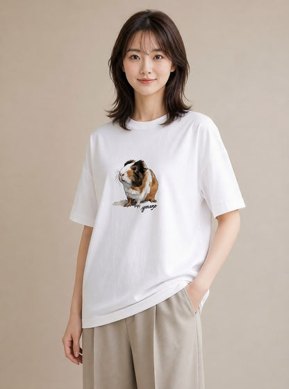 デザインTシャツ レディース ハムスター ペット 動物 イラスト ポップ 社会人 女性 白T YMAZO