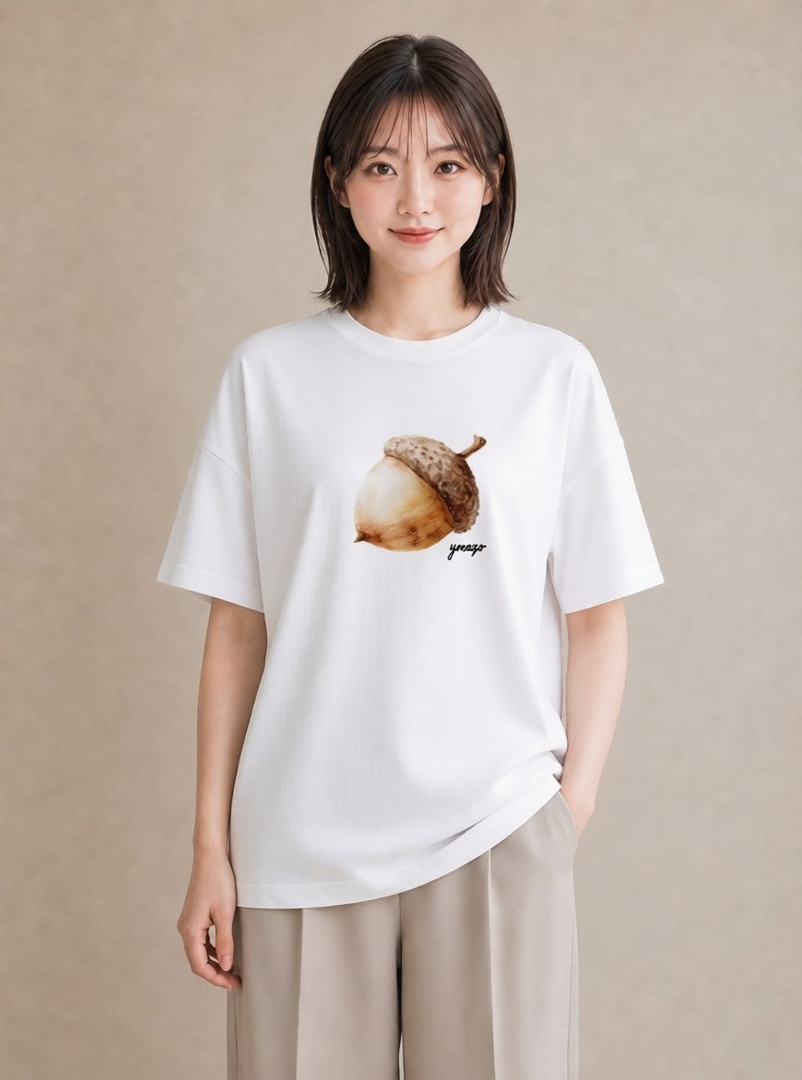 Tシャツ レディース リス ペット 動物 イラスト カジュアル 海 カフェ巡り 白T YMAZO