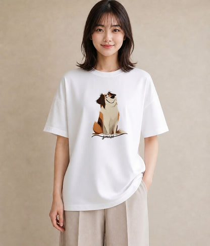 デザインTシャツ レディース 犬 いぬ イラスト モード 敬老の日 ホワイトデー 白T YMAZO