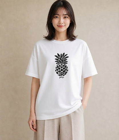 Tシャツ レディース パイナップル 食べ物 フード イラスト 母娘コーデ 自分用 白T YMAZO