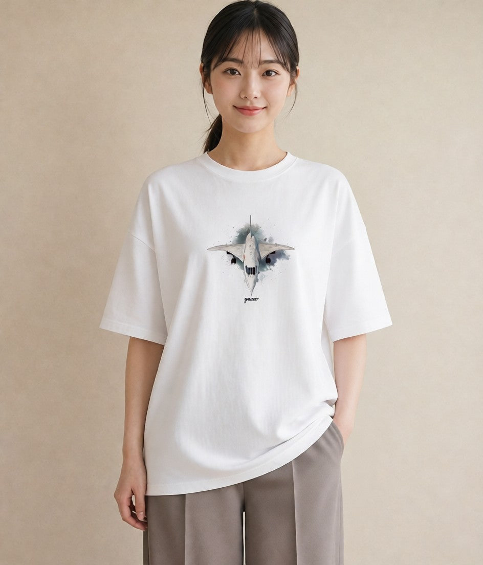 グラフィックTシャツ レディース ロケット 星空 宇宙 イラスト 線画 ラフ レイヤード 白T YMAZO