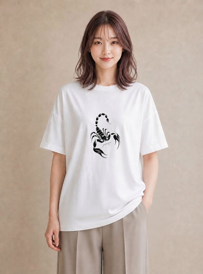 半袖Tシャツ レディース 蠍座 星空 宇宙 イラスト ラフカジュアル ミセス 春コーデ 白T YMAZO