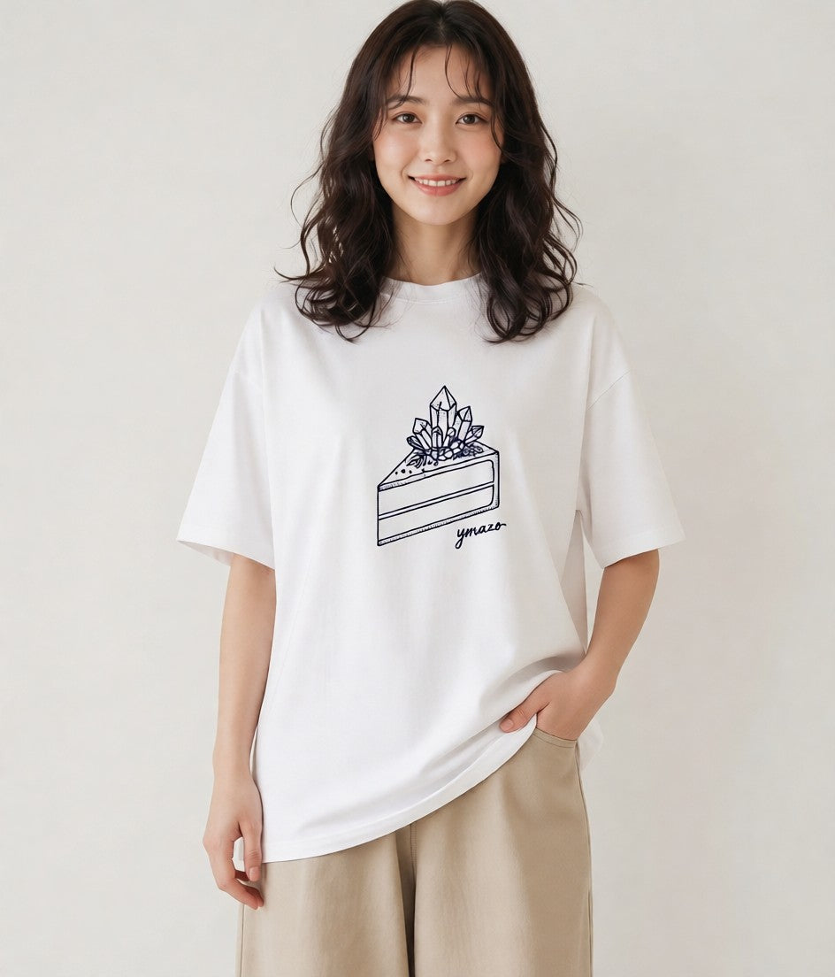 半袖Tシャツ レディース スイーツ お菓子 デザート イラスト ボタニカル カフェ服 クリスマス 白T YMAZO