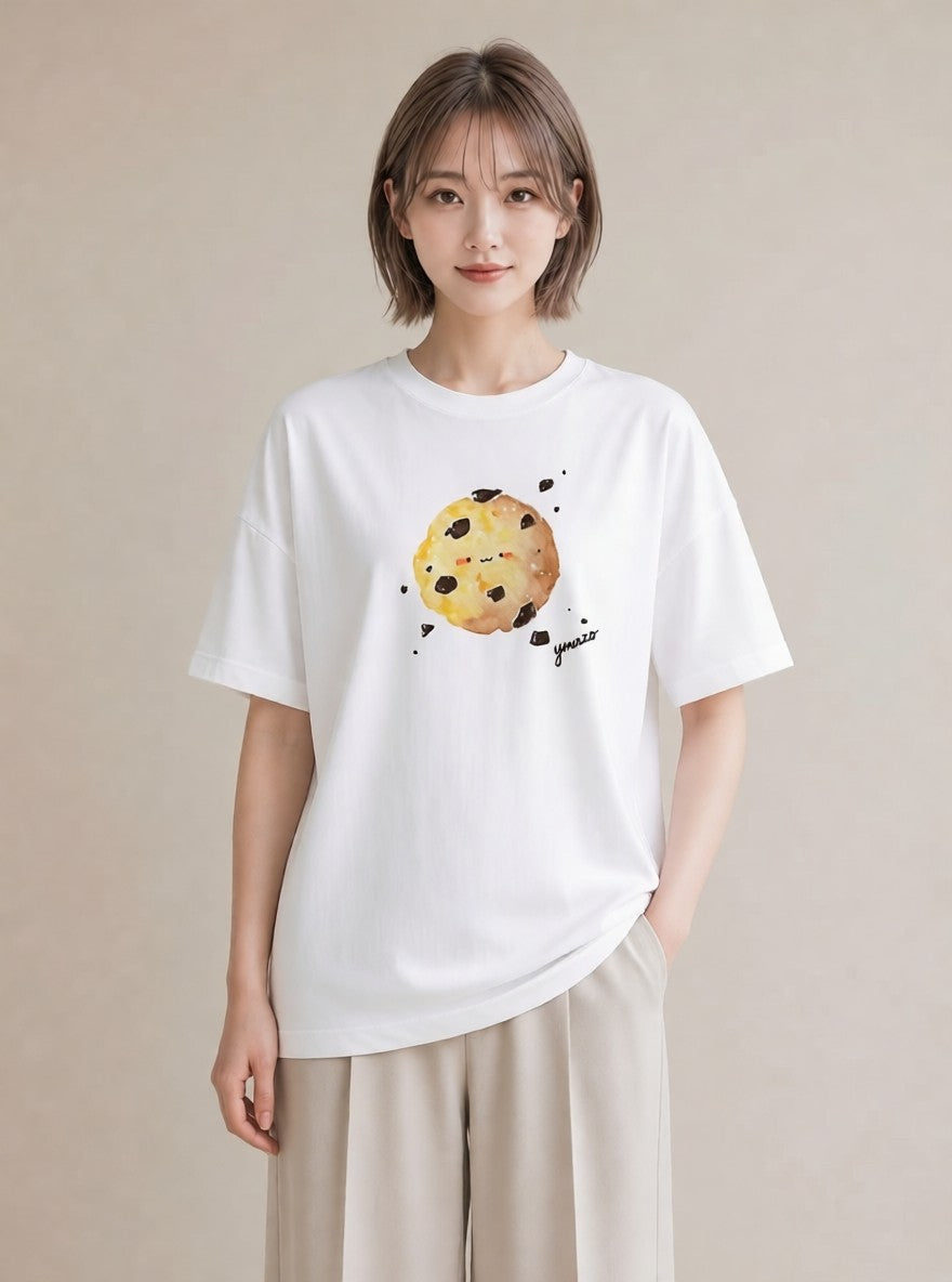 半袖Tシャツ レディース クッキー 食べ物 フード イラスト 普段使い 女子会 お揃い 白T YMAZO