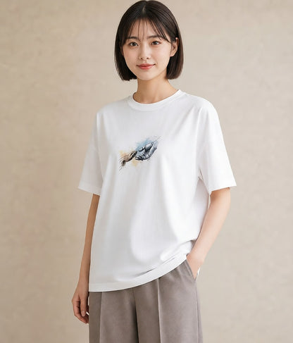 デザインTシャツ レディース 猫の手 猫 ねこ イラスト ラフカジュアル 普段着 週末コーデ 白T YMAZO