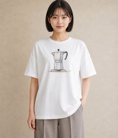 Tシャツ レディース コーヒー カフェ 珈琲 イラスト 20代 カジュアルコーデ 白T YMAZO