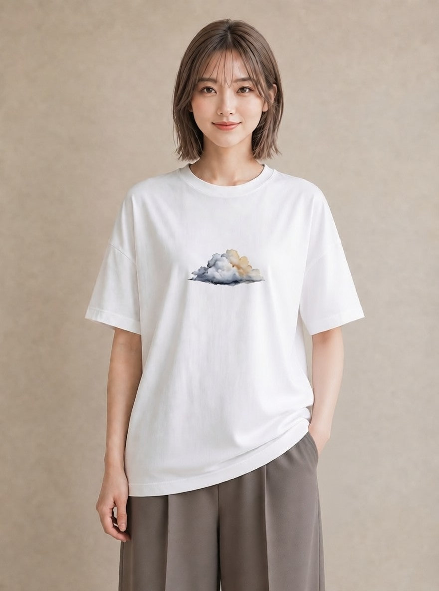 Tシャツ レディース 虹 星空 宇宙 イラスト ミニマル 通勤 在宅 白T YMAZO