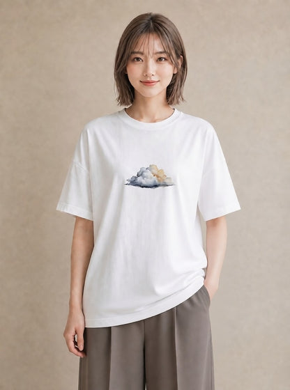 Tシャツ レディース 虹 星空 宇宙 イラスト ミニマル 通勤 在宅 白T YMAZO