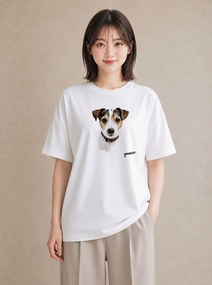 半袖Tシャツ レディース ジャックラッセルテリア 犬 いぬ イラスト こなれ感 通学 誕生日プレゼント 白T YMAZO