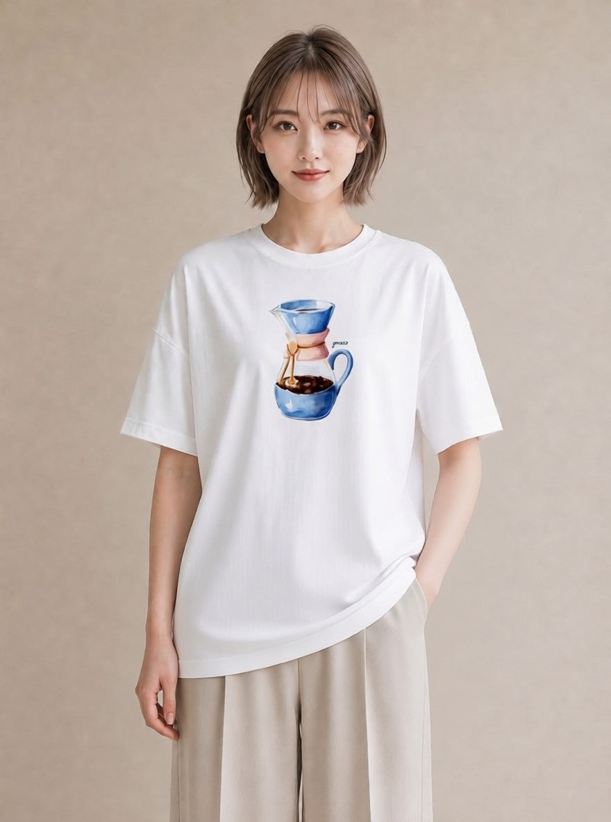 Tシャツ レディース カフェオレ 食べ物 フード イラスト ユニーク 秋コーデ おしゃれギフト 白T YMAZO