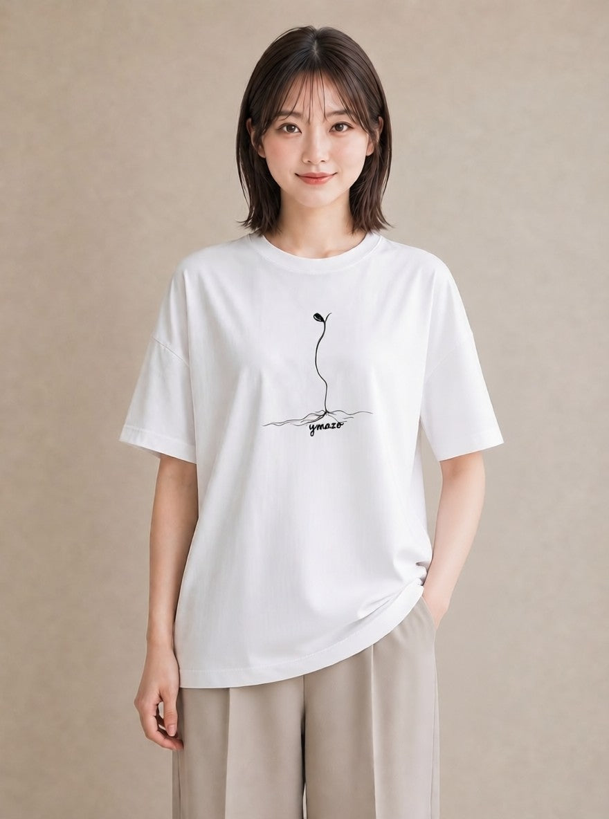 グラフィックTシャツ レディース 観葉植物 ボタニカル 植物 イラスト フェミニン 女性 旅行用 白T YMAZO