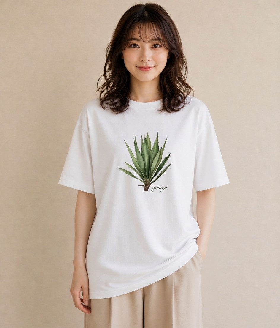 Tシャツ レディース サボテン 植物 ボタニカル イラスト お洒落 通学 誕生日プレゼント 白T YMAZO