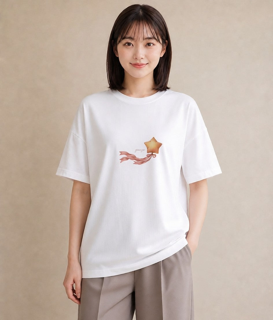 Tシャツ レディース 流れ星 星空 宇宙 イラスト ゆるかわ お揃い 親子 白T YMAZO