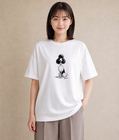 デザインTシャツ レディース トイプードル プードル 犬 いぬ イラスト 綿100 デート 白T YMAZO