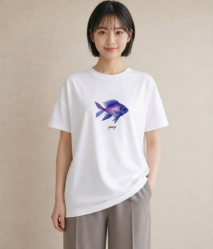 グラフィックTシャツ レディース たい焼き 食べ物 フード イラスト シンプル ミセス 春コーデ 白T YMAZO