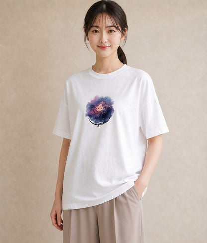 デザインTシャツ レディース 惑星 星空 宇宙 イラスト ガーリー 女性 旅行用 白T YMAZO