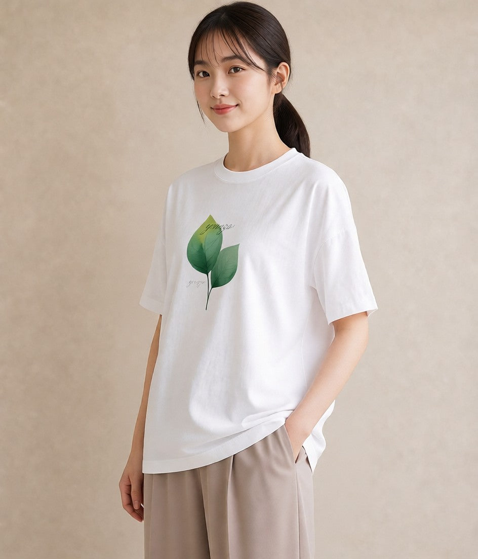 Tシャツ レディース モンステラ 植物 ボタニカル イラスト 淡色 綿100 デート 白T YMAZO