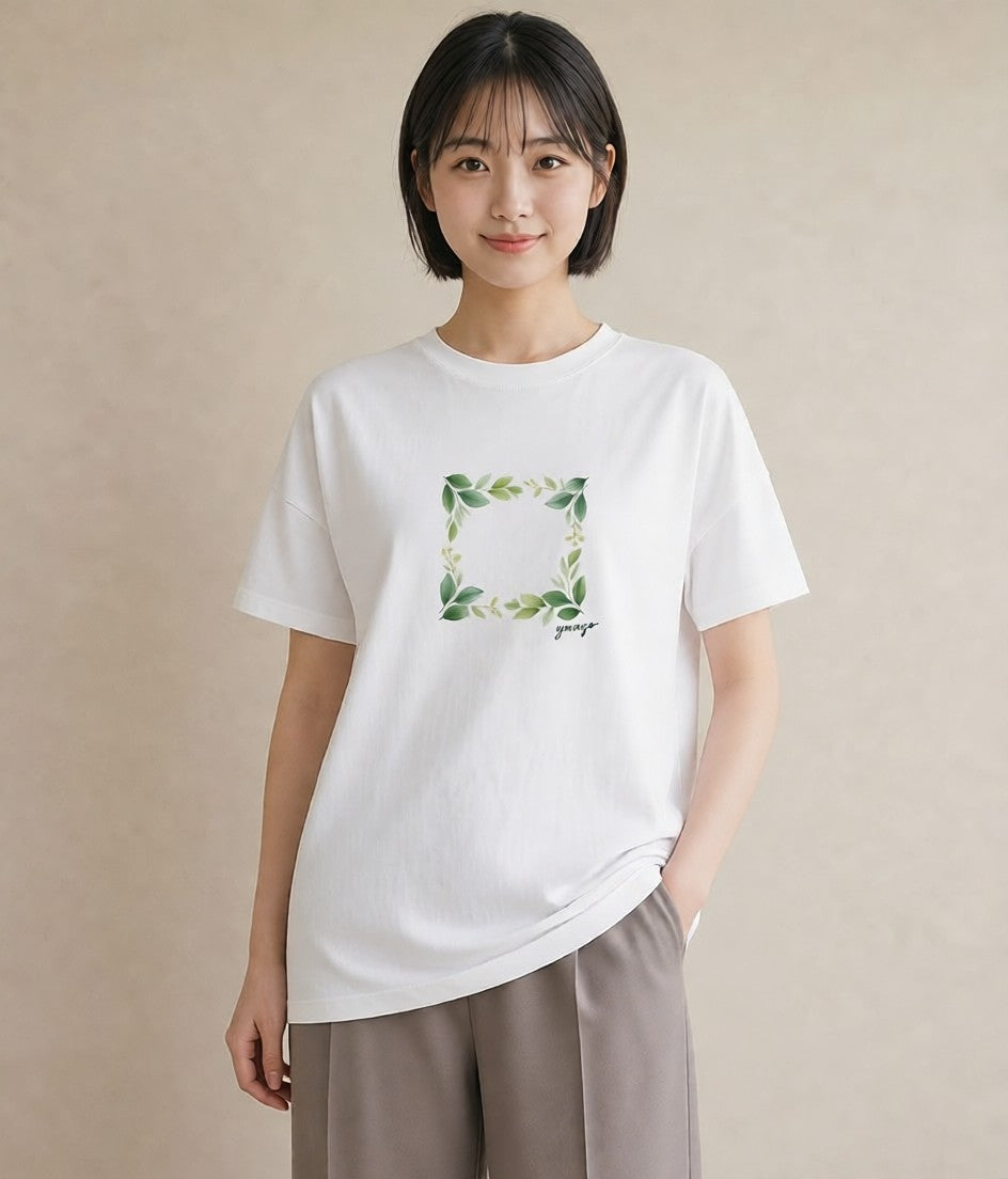 半袖Tシャツ レディース つる 植物 ボタニカル イラスト お洒落 女性 旅行用 白T YMAZO