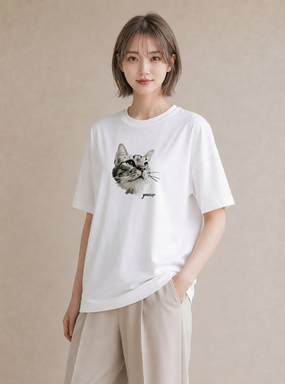 半袖Tシャツ レディース シャム 猫 ねこ イラスト ヴィンテージ風 敬老の日 ホワイトデー 白T YMAZO