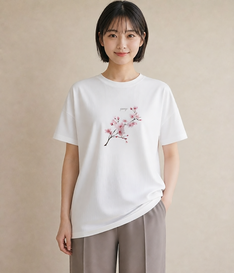 グラフィックTシャツ レディース さくら 桜 サクラ 花 花柄 イラスト ミニマル 敬老の日 ホワイトデー 白T