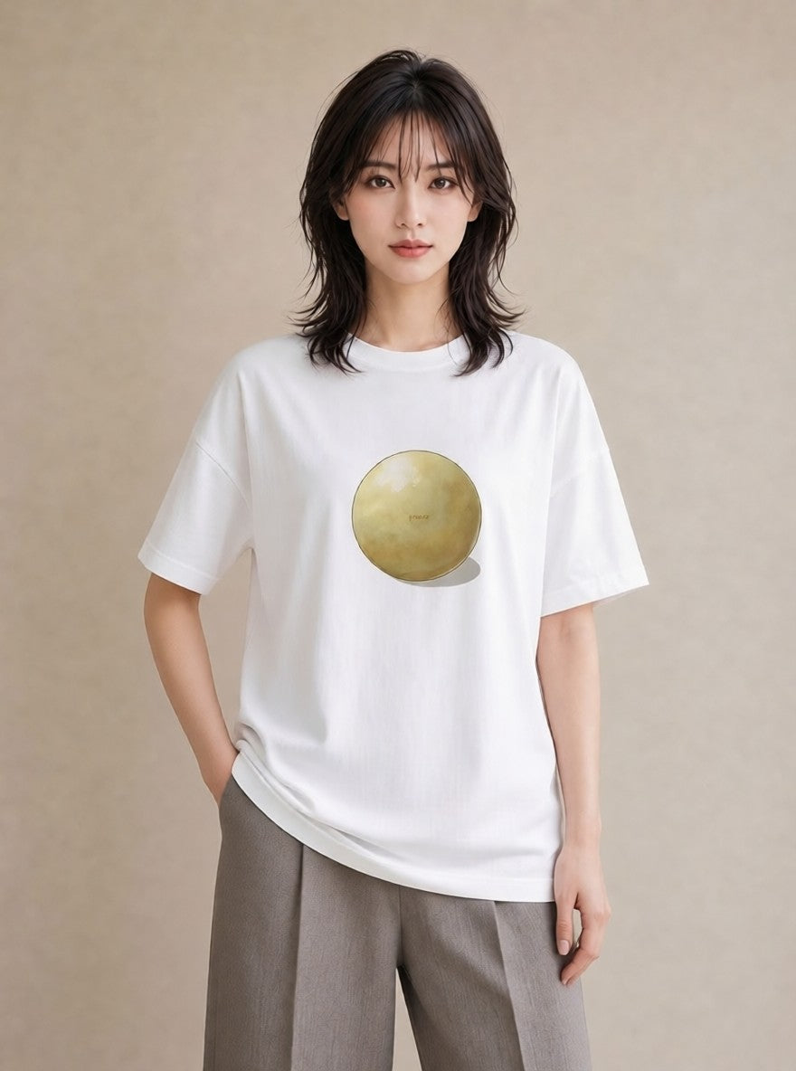 プリントTシャツ レディース どら焼き 食べ物 フード イラスト ミニマル 旅行用 海 白T YMAZO