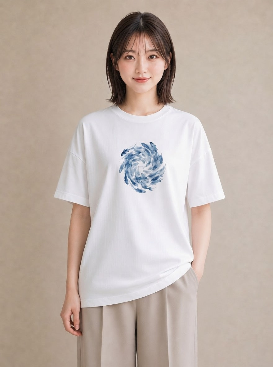 Tシャツ レディース グッピー ペット 動物 イラスト ヴィンテージ風 カジュアルコーデ 買い物 白T YMAZO