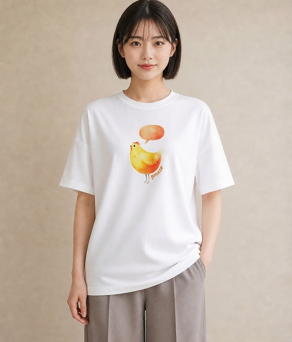 プリントTシャツ レディース ひよこ 動物 アニマル イラスト ラフカジュアル 秋コーデ おしゃれギフト 白T YMAZO