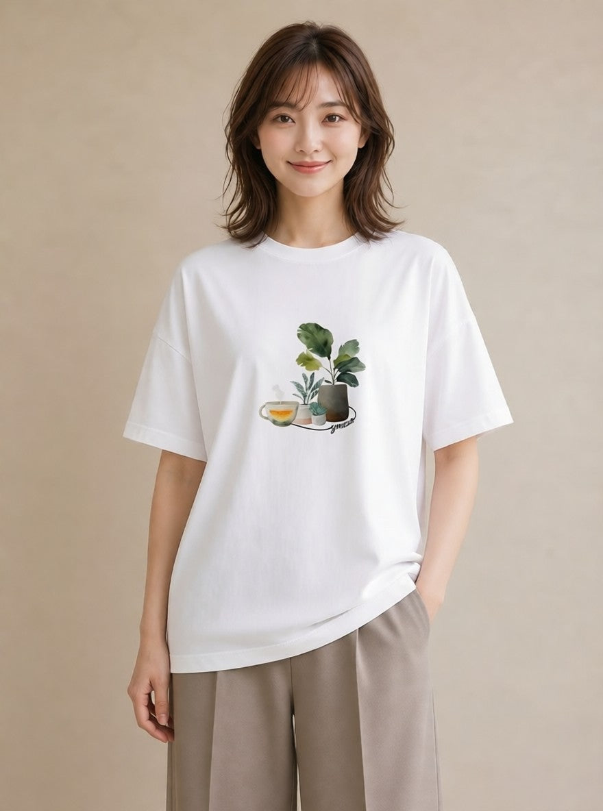 グラフィックTシャツ レディース 紅茶 食べ物 フード イラスト 水彩風 通学 誕生日プレゼント 白T YMAZO