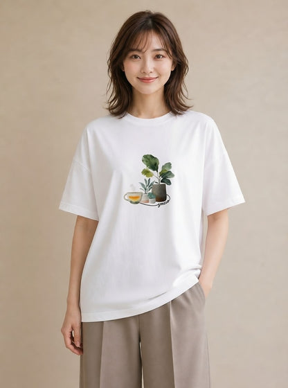 グラフィックTシャツ レディース 紅茶 食べ物 フード イラスト 水彩風 通学 誕生日プレゼント 白T YMAZO