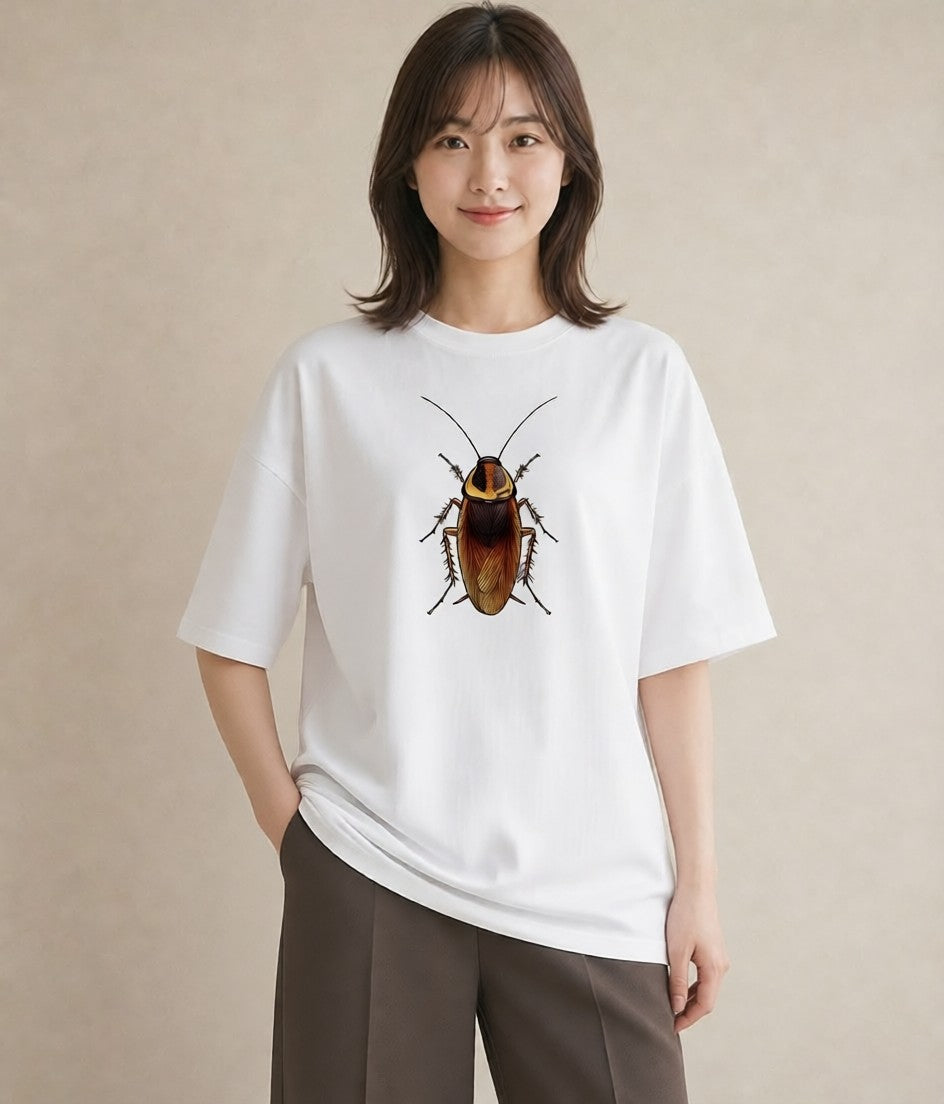 デザインTシャツ レディース クワガタ 昆虫 虫 イラスト 線画 秋コーデ おしゃれギフト 白T YMAZO
