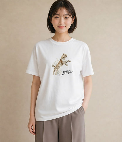 グラフィックTシャツ レディース ベンガル 猫 ねこ イラスト 旅行コーデ お揃い 親子 白T YMAZO