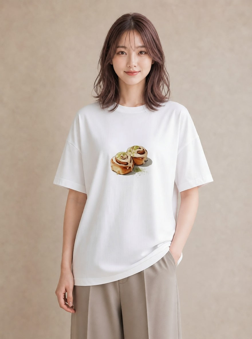 半袖Tシャツ レディース あんみつ 食べ物 フード イラスト ニュアンス 自分用 ルームウェア 白T YMAZO