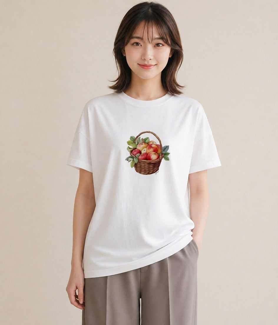 プリントTシャツ レディース 実り 植物 ボタニカル イラスト 抜け感 夏コーデ 通学 白T YMAZO