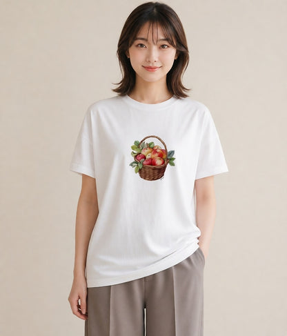 プリントTシャツ レディース 実り 植物 ボタニカル イラスト 抜け感 夏コーデ 通学 白T YMAZO