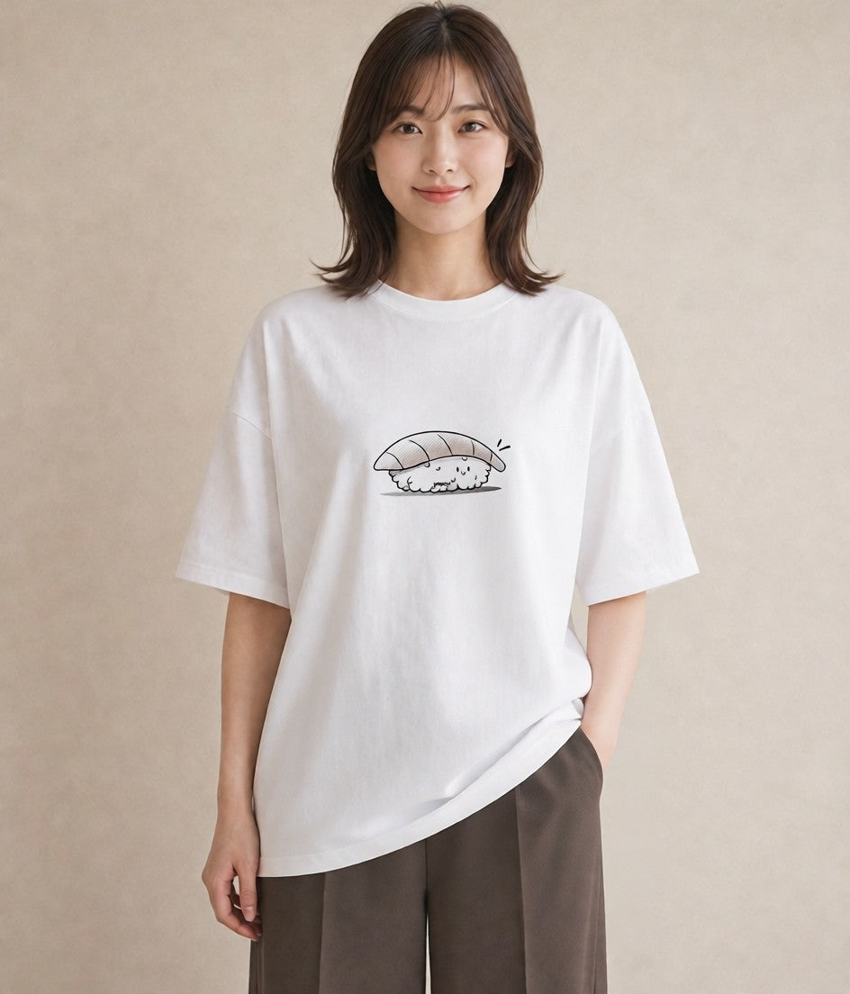 半袖Tシャツ レディース おにぎり 食べ物 フード イラスト ラフカジュアル 敬老の日 ホワイトデー 白T YMAZO