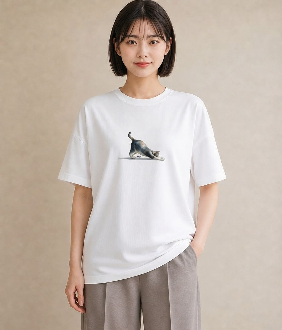 Tシャツ レディース アビシニアン 猫 ねこ イラスト ボタニカル 親子 20代 白T YMAZO