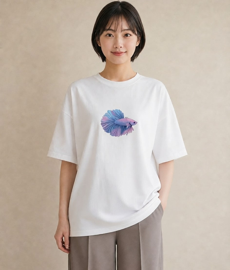 プリントTシャツ レディース 熱帯魚 ペット 動物 イラスト モード 敬老の日 ホワイトデー 白T YMAZO