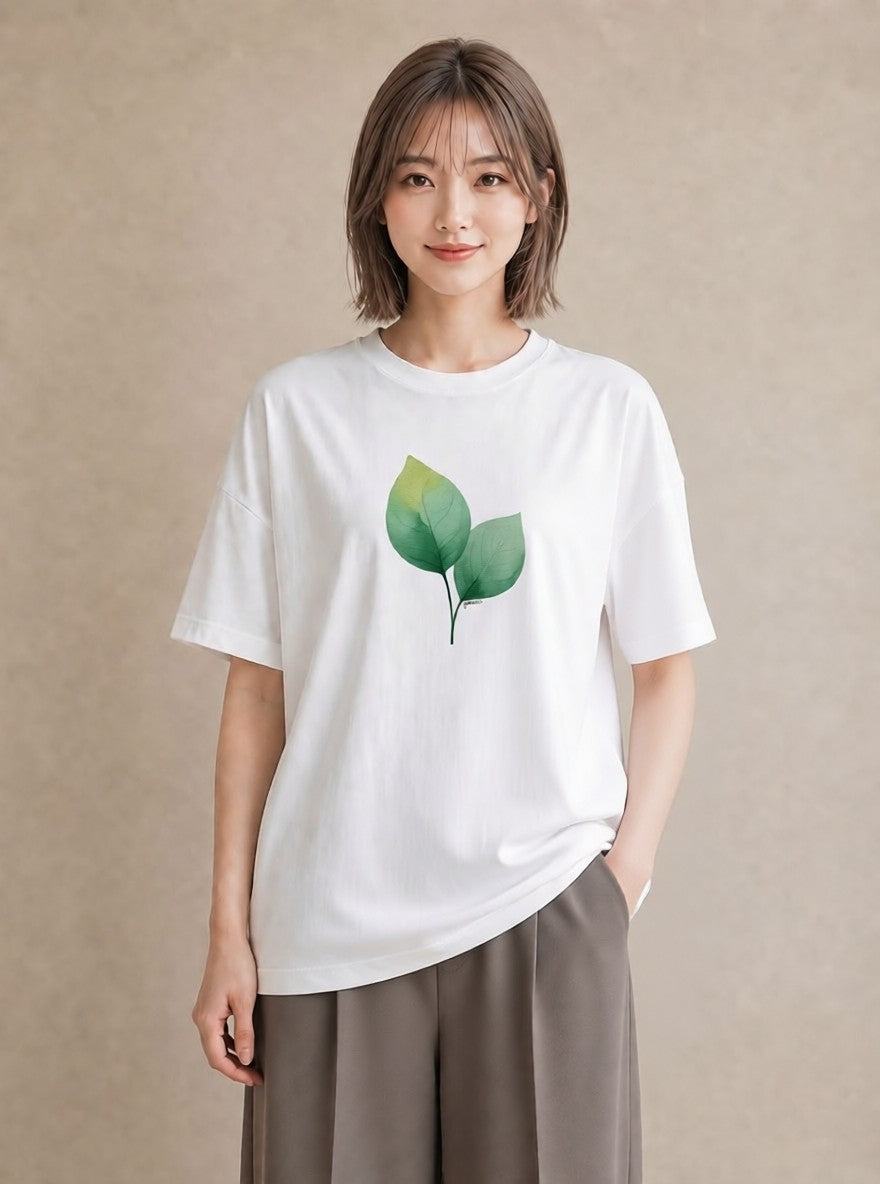 デザインTシャツ レディース 観葉植物 植物 ボタニカル イラスト アート風 カジュアルコーデ 買い物 白T YMAZO