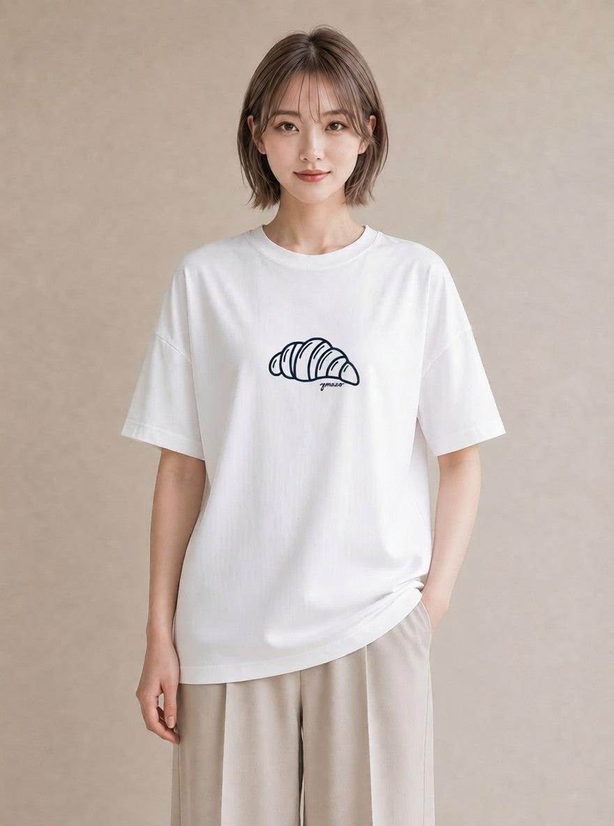 デザインTシャツ レディース パン ベーカリー レトロ イラスト ナチュラル カフェ服 クリスマス 白T YMAZO