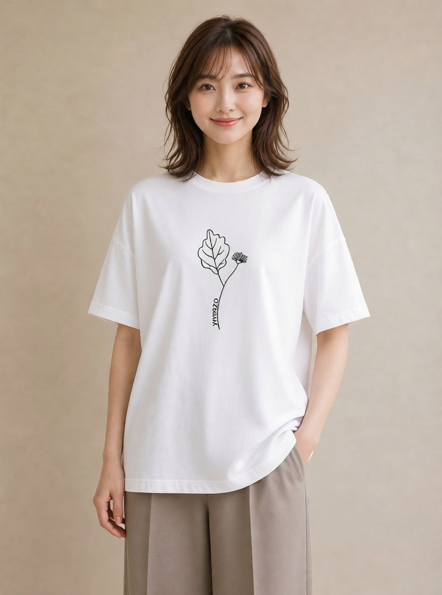 Tシャツ レディース 小花 花 フラワー イラスト レトロ 親子 20代 白T YMAZO