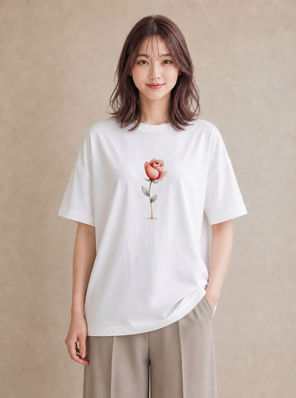 プリントTシャツ レディース バラ 薔薇 ローズ 花 花柄 イラスト ニュアンス 公園 ママ 白T YMAZO