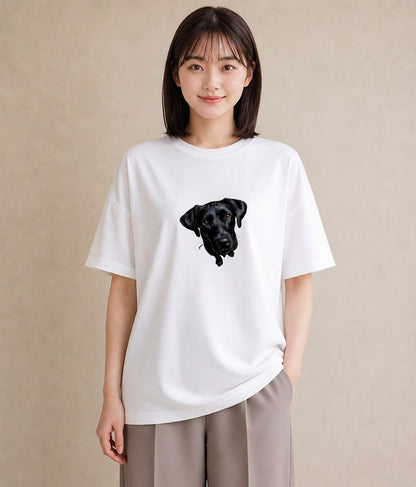 半袖Tシャツ レディース ラブラドールレトリバー 犬 いぬ イラスト 抜け感 ビーチ デイリーウェア 白T YMAZO
