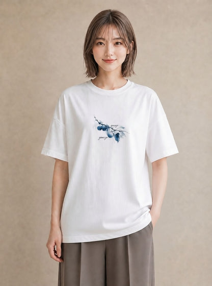 グラフィックTシャツ レディース 雨上がりのベンチ ベンチ ナチュラル アンティーク イラスト カフェコーデ 買い物 夏コーデ 白T YMAZO