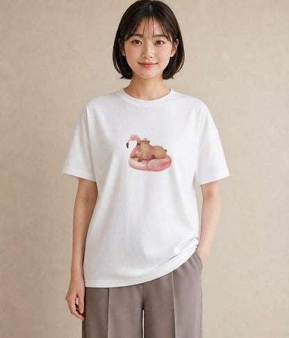 Tシャツ レディース ハムスター ペット 動物 イラスト 買い物 夏コーデ 白T YMAZO