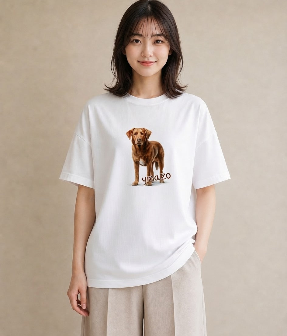 グラフィックTシャツ レディース ラブラドールレトリバー 犬 いぬ イラスト ニュアンス 送別ギフト 通勤 白T YMAZO