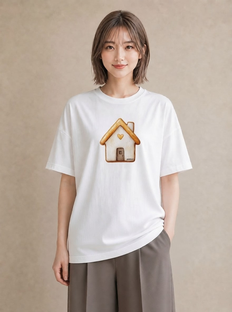 Tシャツ レディース クッキー 食べ物 フード イラスト カジュアル 帰省 ラフ 白T YMAZO