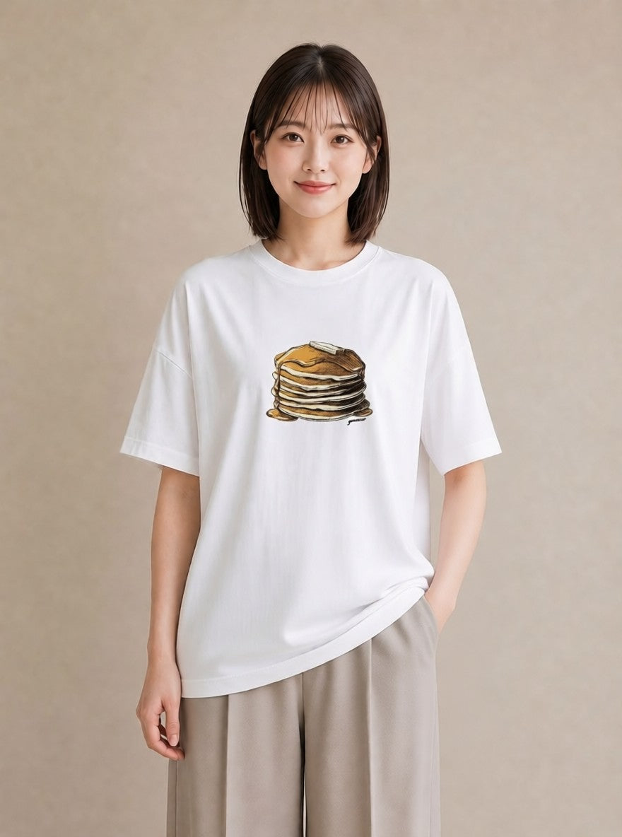 デザインTシャツ レディース どら焼き 食べ物 フード イラスト ユニーク ギフト 母の日 白T YMAZO